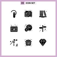 Set of 9 Modern UI Icons Symbols Signs for bubble date growth calendar education Editable Vector Design Elements