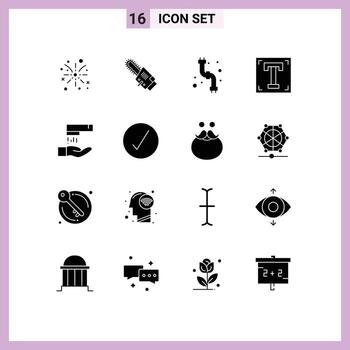 Pictogram Set of 16 Simple Solid Glyphs of hand wash program mechanical path designer Editable Vector Design Elements