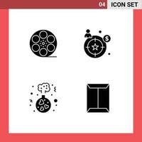 4 Universal Solid Glyphs Set for Web and Mobile Applications movis love american target window Editable Vector Design Elements