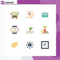 Pictogram Set of 9 Simple Flat Colors of farming agriculture briefcase mobile link Editable Vector Design Elements
