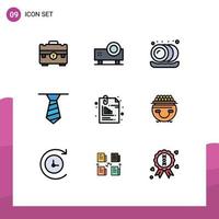 Modern Set of 9 Filledline Flat Colors and symbols such as files attachment slide projector clothing plates Editable Vector Design Elements