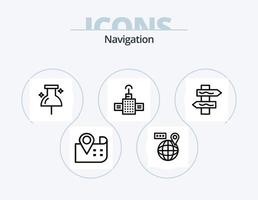 paquete de iconos de línea de navegación 5 diseño de iconos. navegación. descargar. ubicación. flecha. negocio vector