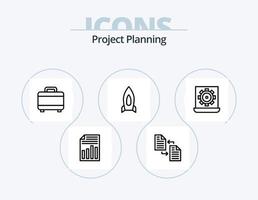 Project Planing Line Icon Pack 5 Icon Design. management. employee. prize. setting. laptop vector