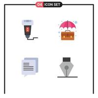 Set of 4 Modern UI Icons Symbols Signs for cashless office price briefcase communication Editable Vector Design Elements