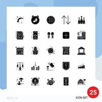 Pack of 25 creative Solid Glyphs of game upside child change worm Editable Vector Design Elements