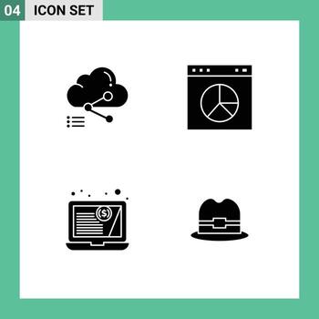 Solid Glyph concept for Websites Mobile and Apps share customer computing internet financial statement Editable Vector Design Elements