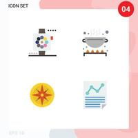 4 Universal Flat Icons Set for Web and Mobile Applications apple location watch kitchen navigator Editable Vector Design Elements