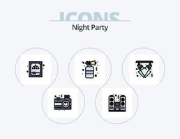 Night Party Line Filled Icon Pack 5 Icon Design. night. party. gift. night. gift vector