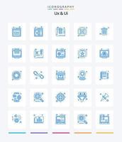 paquete de iconos azules creative ux y ui 25 como office. negocio. creativo. opciones control vector