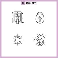 Universal Icon Symbols Group of 4 Modern Filledline Flat Colors of hand sunrise gesture holiday award Editable Vector Design Elements