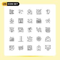 Universal Icon Symbols Group of 25 Modern Lines of search media down left engine announcement Editable Vector Design Elements