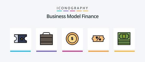 la línea de finanzas llenó el paquete de 5 íconos que incluye . por ciento. dinero. dinero en efectivo. diseño de iconos creativos vector