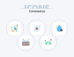 paquete de iconos planos coronavirus 5 diseño de iconos. virus. seguridad. alcohol. proteccion. lavar vector