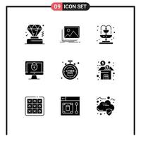 User Interface Pack of 9 Basic Solid Glyphs of limited cyber city security internet Editable Vector Design Elements