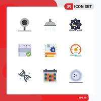 Universal Icon Symbols Group of 9 Modern Flat Colors of gauge management star content database Editable Vector Design Elements