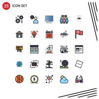 25 User Interface Filled line Flat Color Pack of modern Signs and Symbols of beared hipster computer moustache people Editable Vector Design Elements