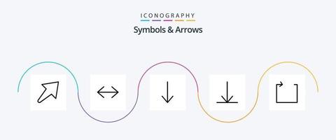 paquete de iconos de línea 5 de símbolos y flechas que incluye . abajo. vector