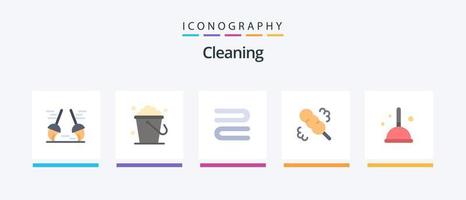 Cleaning Flat 5 Icon Pack Including witch. cleaning. clean. broom. duster. Creative Icons Design vector