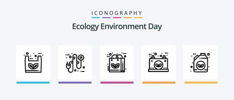 paquete de iconos de la línea ecológica 5 que incluye luz. bombilla ecológica. configuración. bulbo. batería. diseño de iconos creativos vector