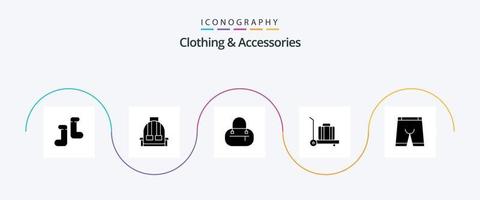 Clothing and Accessories Glyph 5 Icon Pack Including . baggage. underwear. clothing vector