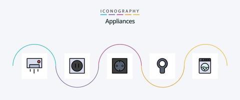Appliances Line Filled Flat 5 Icon Pack Including . washing. technology. machine. wind vector
