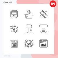 Stock Vector Icon Pack of 9 Line Signs and Symbols for box light candy lamp rgb Editable Vector Design Elements