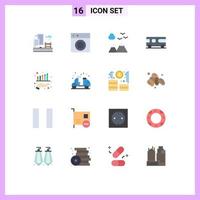 Group of 16 Modern Flat Colors Set for business van washing combo travel Editable Pack of Creative Vector Design Elements