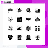 16 User Interface Solid Glyph Pack of modern Signs and Symbols of eshop pollution tourist gas science Editable Vector Design Elements