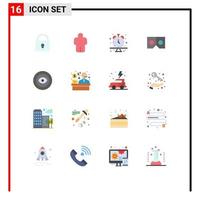 Set of 16 Modern UI Icons Symbols Signs for wreath award schedule achievement vr Editable Pack of Creative Vector Design Elements