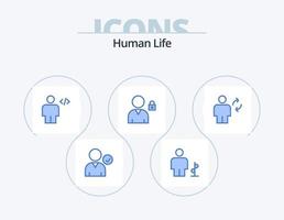 paquete de iconos azul humano 5 diseño de iconos. cuerpo. usuario. avatar. cerrar con llave. margen vector