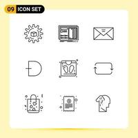 9 Universal Outlines Set for Web and Mobile Applications cryptocurrency coin prototype dogecoin message Editable Vector Design Elements