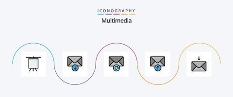 paquete de iconos de 5 planos llenos de línea multimedia que incluye . rever. vector