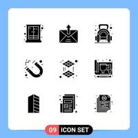 9 Universal Solid Glyphs Set for Web and Mobile Applications school education outline gym weight Editable Vector Design Elements