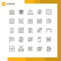 Pack of 25 Modern Lines Signs and Symbols for Web Print Media such as appliances dollar sign board currency siren Editable Vector Design Elements