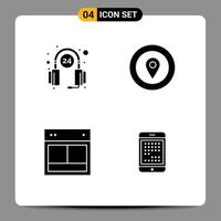 Set of 4 Modern UI Icons Symbols Signs for customer layout service prize web Editable Vector Design Elements