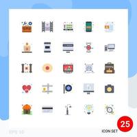 25 iconos creativos, signos y símbolos modernos de documento, teléfono, joystick, tarjeta de cajero automático móvil, elementos de diseño vectorial editables vector