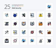 Web Security 25 Line Filled icon pack including error. text. security. security. usb vector