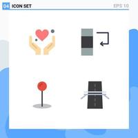 Pack of 4 creative Flat Icons of hand bridge motivation swap creative Editable Vector Design Elements