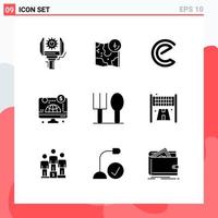 Modern Set of 9 Solid Glyphs and symbols such as money online track computer crypto Editable Vector Design Elements