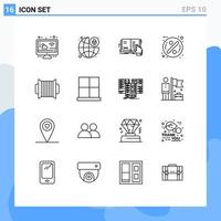 Pack of 16 creative Outlines of accordion discount book badge reading Editable Vector Design Elements