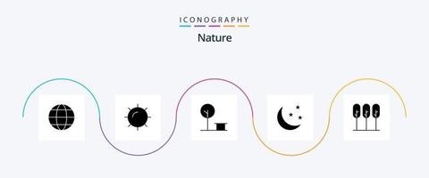 paquete de iconos de glifo de naturaleza 5 que incluye árboles de árboles. naturaleza. naturaleza. naturaleza. media Luna vector