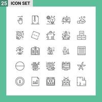 Editable Vector Line Pack of 25 Simple Lines of fathers day date development calendar intelligence Editable Vector Design Elements