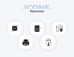 Electronics Glyph Icon Pack 5 Icon Design. scroll. computer. street. voltmeter. ampere vector