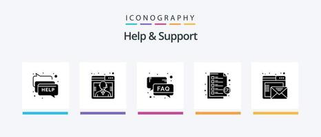 Help And Support Glyph 5 Icon Pack Including browser. message. faq. help. email. Creative Icons Design vector