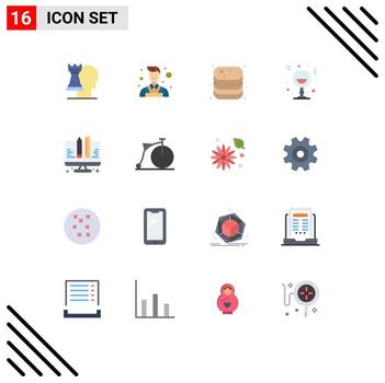 16 Universal Flat Colors Set for Web and Mobile Applications coding night canned celebration wine Editable Pack of Creative Vector Design Elements