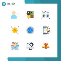 9 Universal Flat Colors Set for Web and Mobile Applications support global cinnamon coffee communication cogs Editable Vector Design Elements