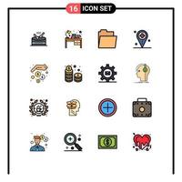 paquete de iconos de vector de stock de 16 signos y símbolos de línea para finanzas mapa estudio tabla ubicación salud elementos de diseño de vector creativo editable