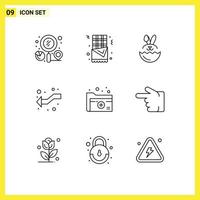 Pack of 9 creative Outlines of healthcare document egg left intersect Editable Vector Design Elements