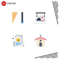 Set of 4 Vector Flat Icons on Grid for descending blogger frame guide web blogging Editable Vector Design Elements