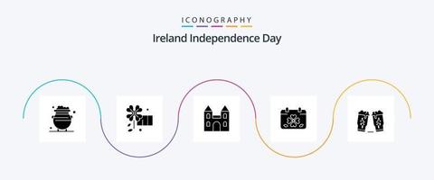 Ireland Independence Day Glyph 5 Icon Pack Including beer. leaf. big. day. calendar vector